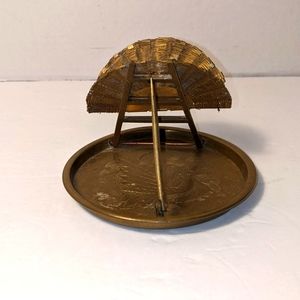 Antique Brass Folding Cigarette - Ash Tray - Business Card Holder